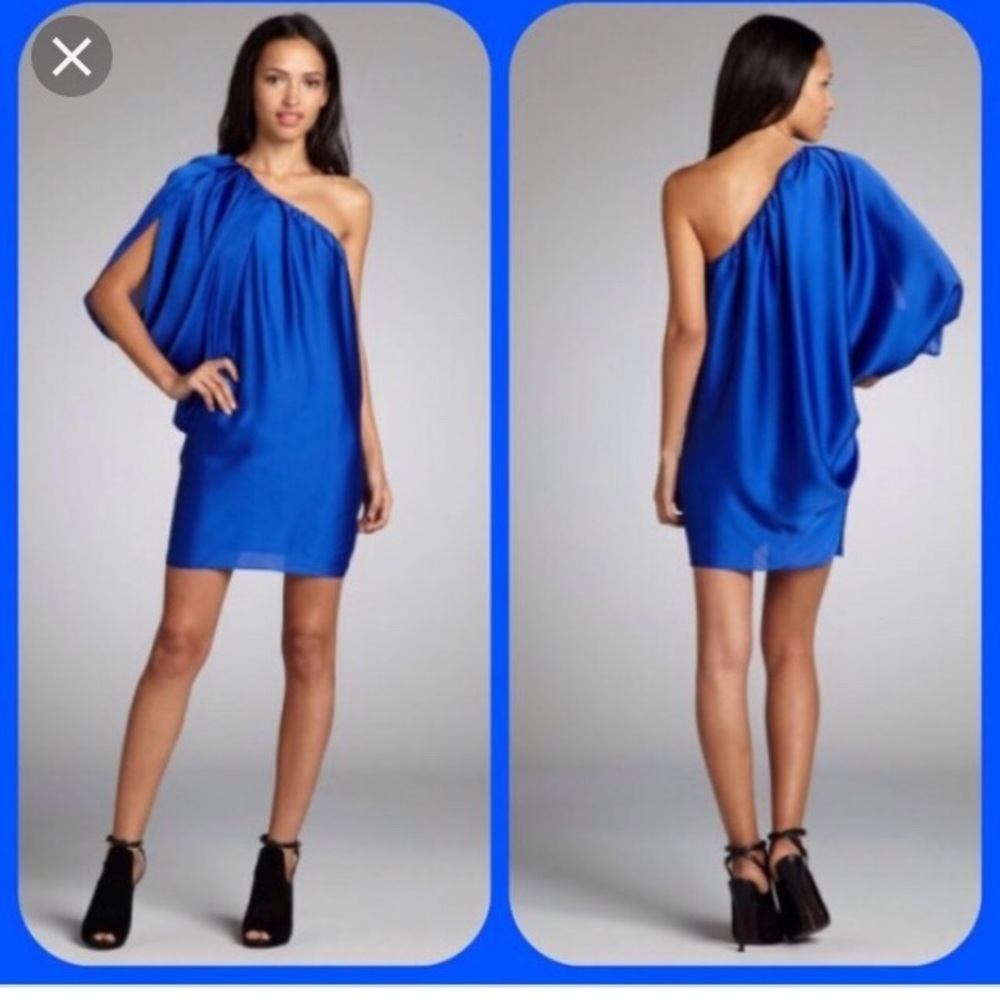 Aidan Mattox Royal blue one shoulder dress
